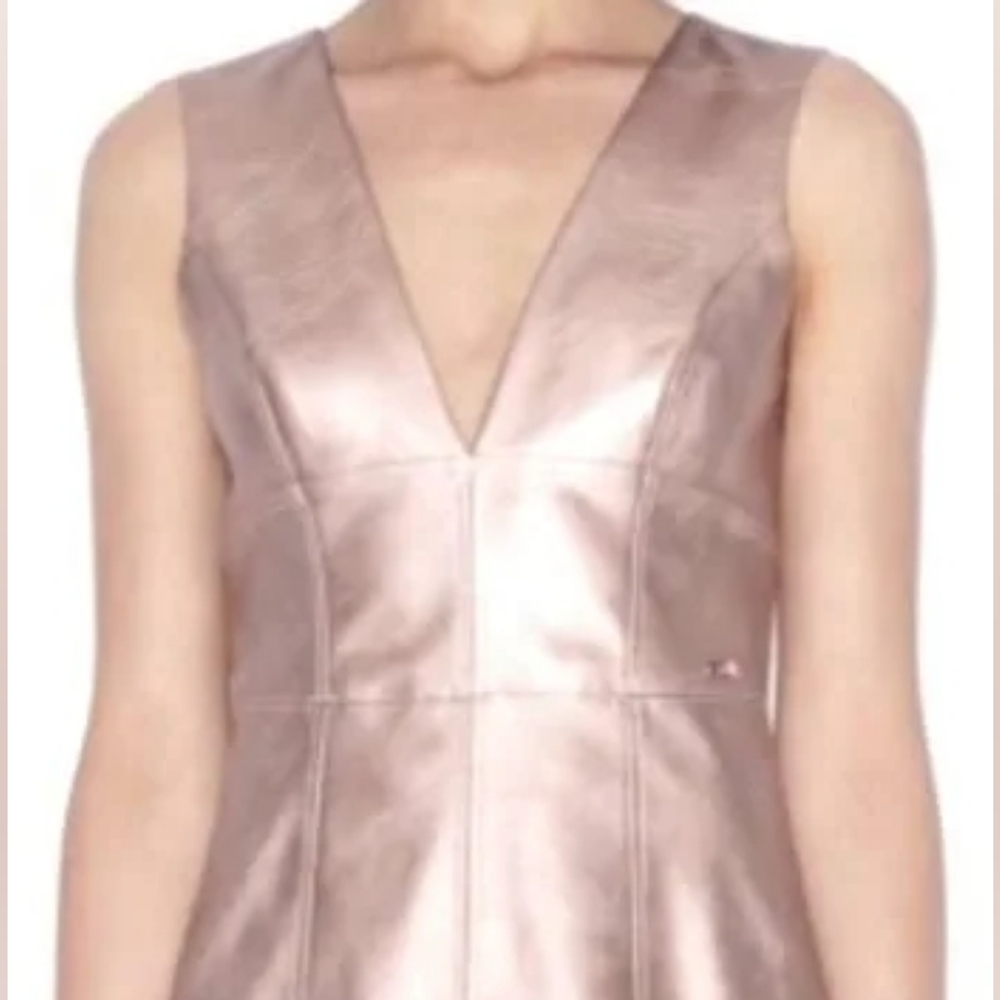 A/X Armani Exchange Metallic Pink Faux Leather Mini Dress Women's Size 2 - Picture 14 of 16